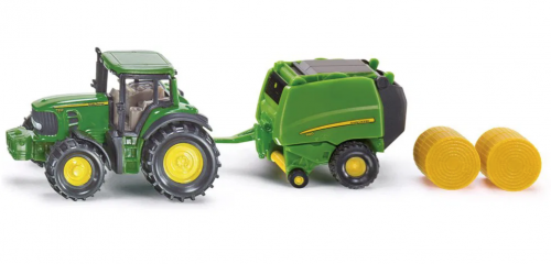 John Deere mit Ballenpresse